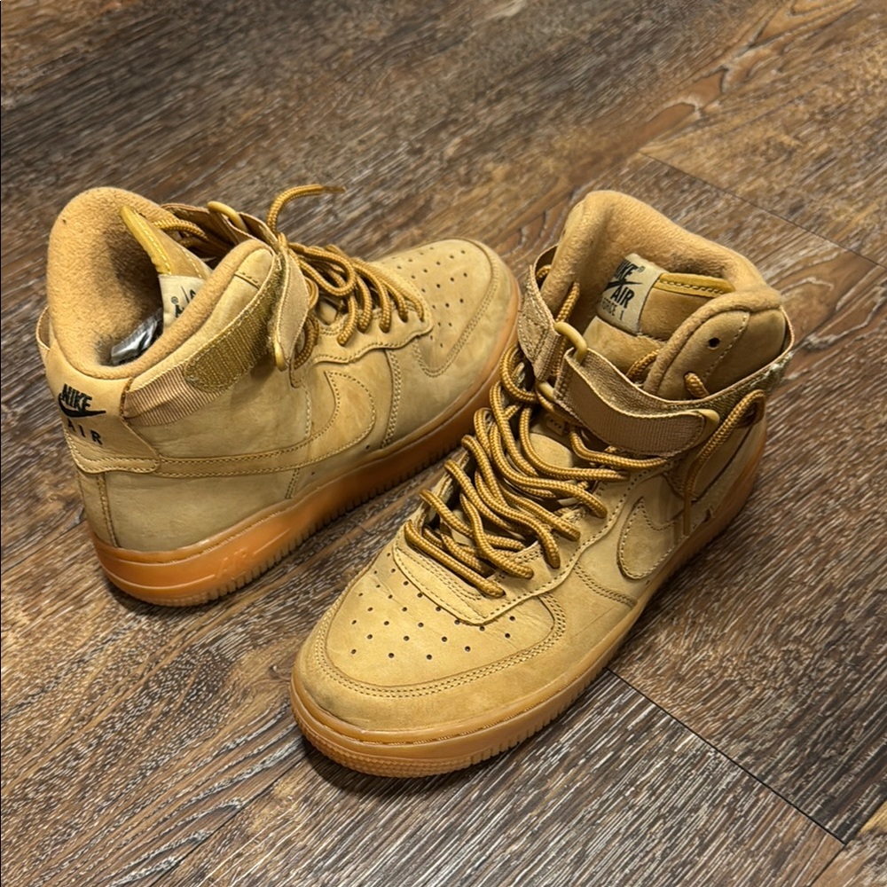 Nike Tan Athletic High-Top Shoes with Suede Finish